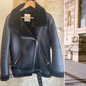 Zara Faux Fur Moto Jacket